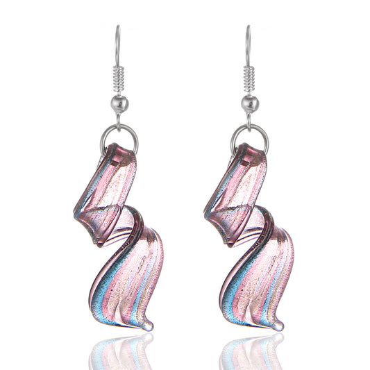BESHEEK Handmade Murano Inspired Gorgeous Artist Made Purple Twist Glass Earrings | Handcrafted Blown Hypoallergenic Artisan Lampwork Italian Style Jewelry