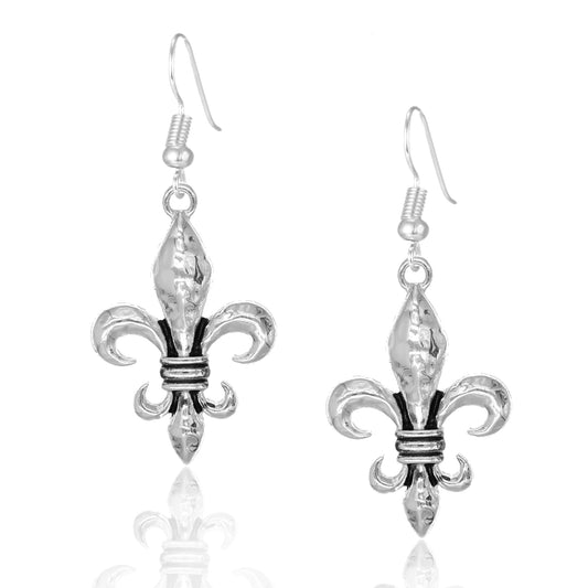 BESHEEK Silver Spoon Fleur di lis Fashion Earrings | Hypoallergenic Boho Beach Gala Wedding Style Fashion Earrings