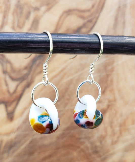 BESHEEK Sterling Silver Blue Confetti Water Droplet Glass Earrings | Hypoallergenic Boho Beach Gala Wedding Style Fashion Earrings