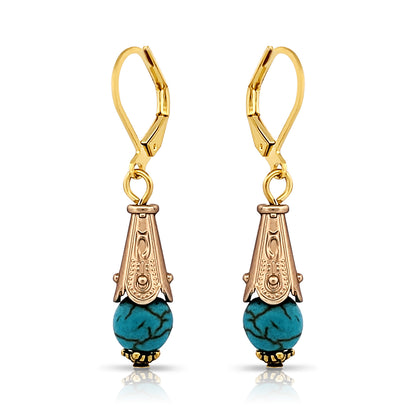 BESHEEK Goldtone Leverback Cone Dangle Earrings | Hypoallergenic Boho Beach Elegant Wedding Style Fashion Earrings