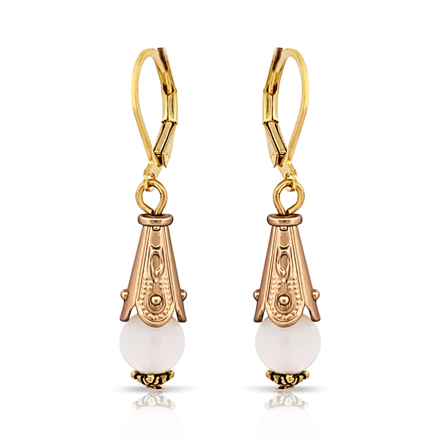 BESHEEK Goldtone Leverback Cone Dangle Earrings | Hypoallergenic Boho Beach Elegant Wedding Style Fashion Earrings