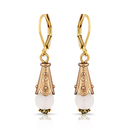 BESHEEK Goldtone Leverback Cone Dangle Earrings | Hypoallergenic Boho Beach Elegant Wedding Style Fashion Earrings