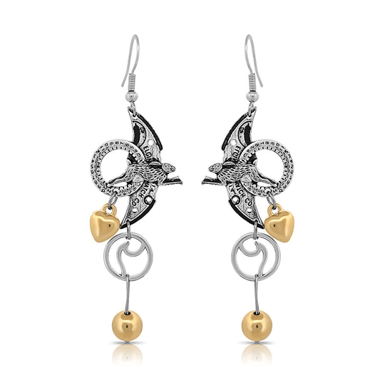BESHEEK "Down the Rabbit Hole" Steampunk Story Dangle Earrings | Hypoallergenic Boho Goth Gala Wedding Style Fashion Earrings