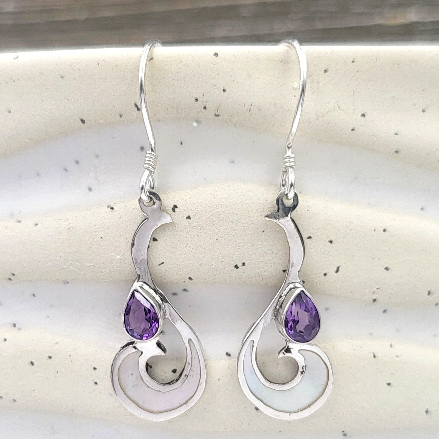 Sterling Silver and Gemstone Maui Hook Earrings