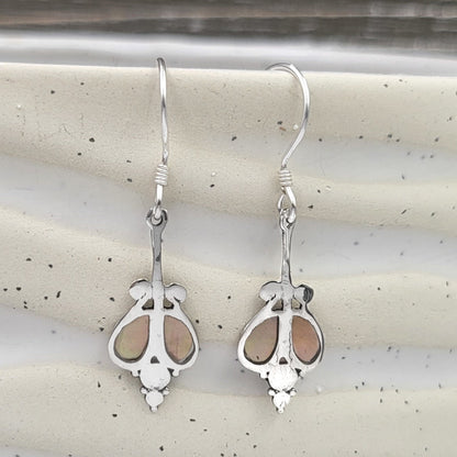 Sterling Silver and Abalone Shell Filigree Dangle Earrings