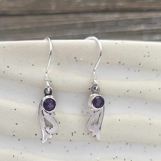 Sterling Silver and Gemstone Angel Wing Earrings