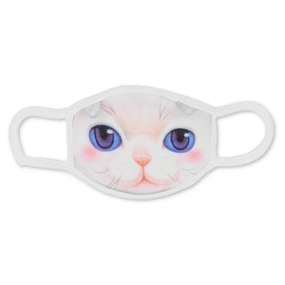 White, Gray, & Blue Eyes Doll Face Kitty Fabric Mask Set of 3