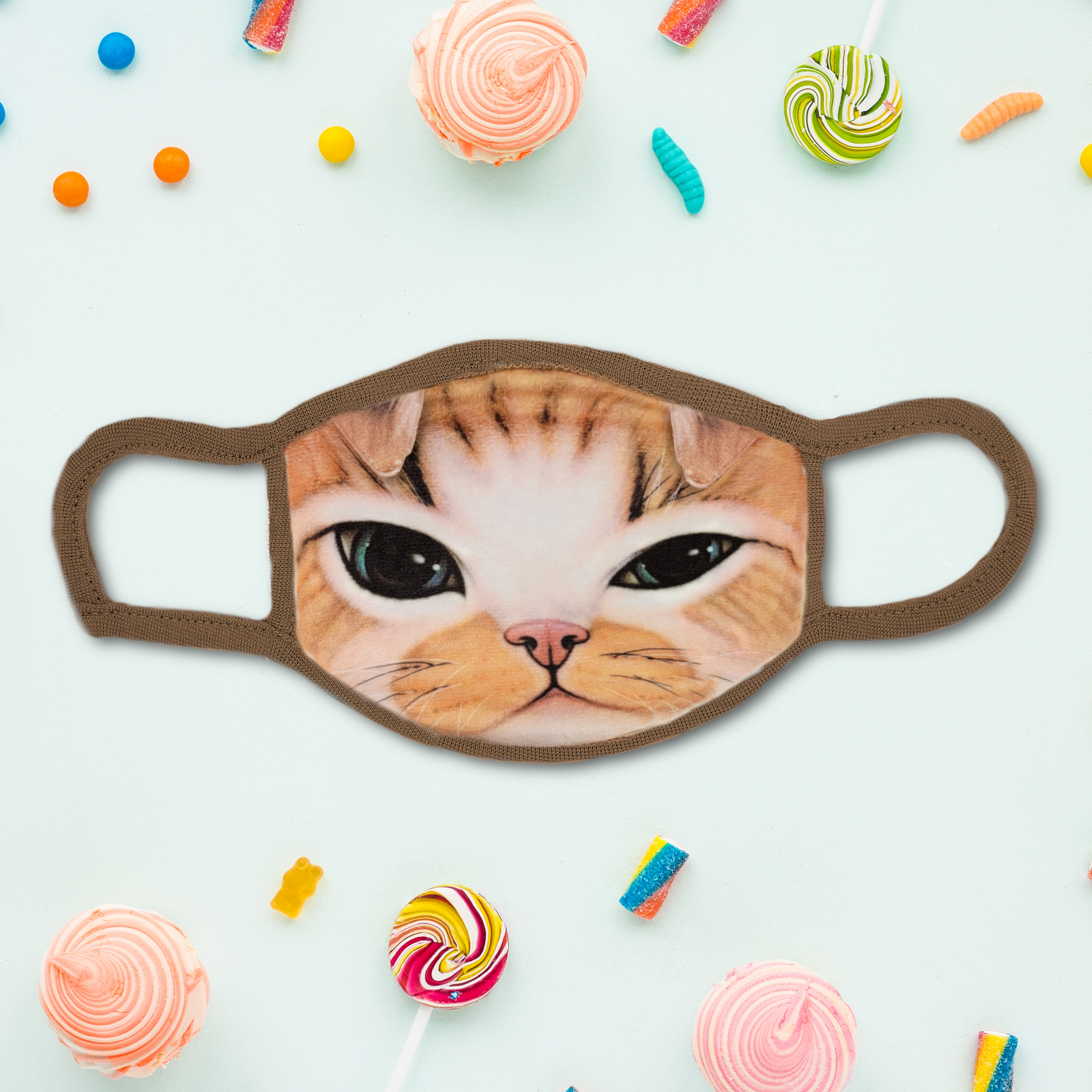 Orange Cowboy Kitten Fabric Mask