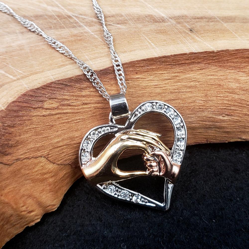 Silvertone Loving Hands Necklace