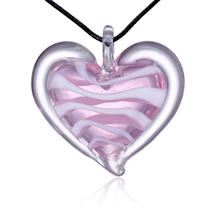 Glass Stripe Heart Pendant Necklace