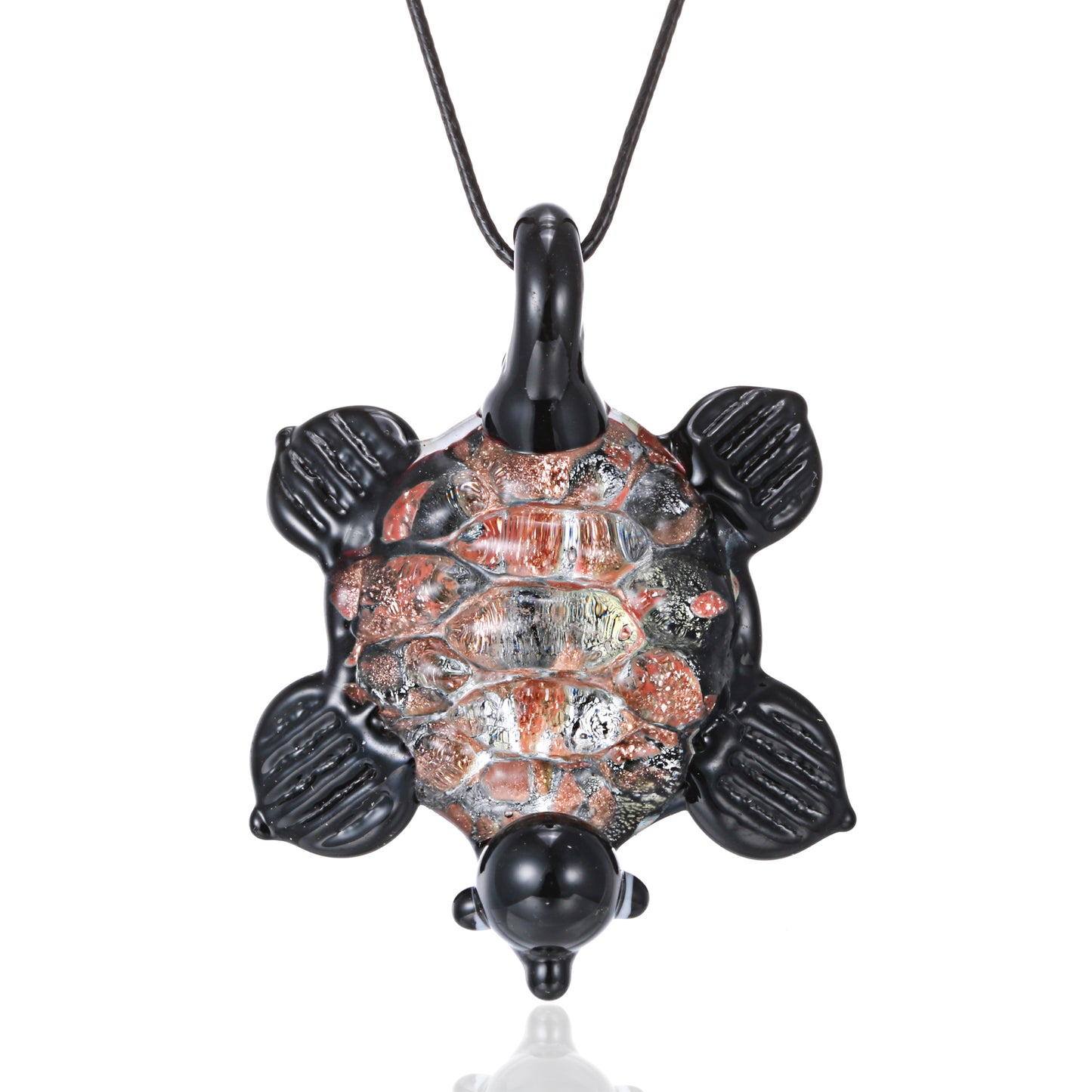 Glass Black and Gold Sea Turtle Necklace