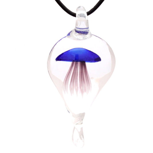 BESHEEK Handmade Murano Inspired Blown Glass Lampwork Art Blue Jelly Fish Necklace Pendant ? Handcrafted Artisan Hypoallergenic Italian Style Jewelry