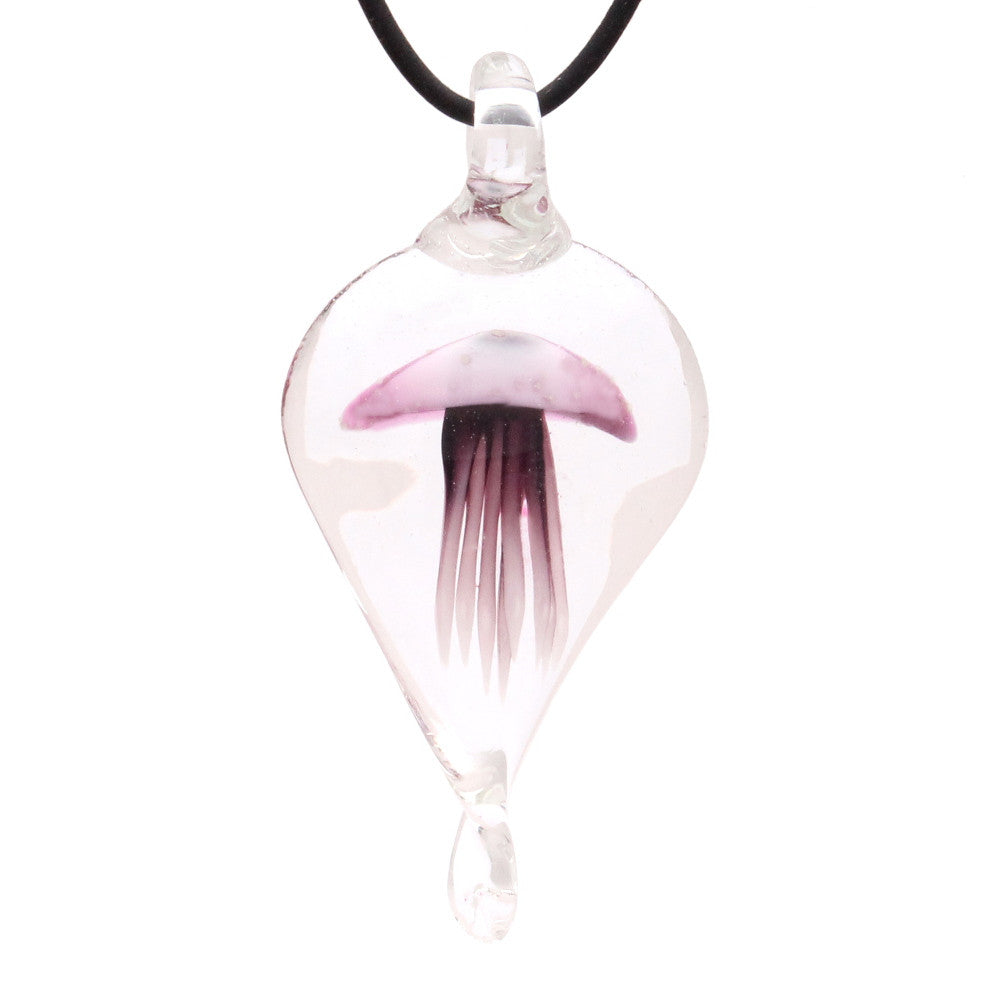 BESHEEK Handmade Murano Inspired Blown Glass Lampwork Art Purple Jelly Fish Necklace Pendant ? Handcrafted Artisan Hypoallergenic Italian Style Jewelry