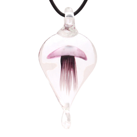 BESHEEK Handmade Murano Inspired Blown Glass Lampwork Art Purple Jelly Fish Necklace Pendant ? Handcrafted Artisan Hypoallergenic Italian Style Jewelry
