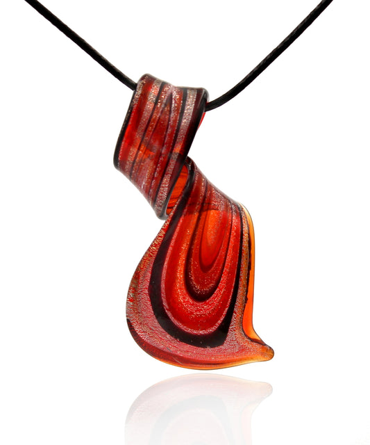 BESHEEK Handmade Murano Inspired Blown Glass Lampwork Art "Twisted Twirl" Glass Pendant Necklace? Handcrafted Artisan Hypoallergenic Italian Style Jewelry
