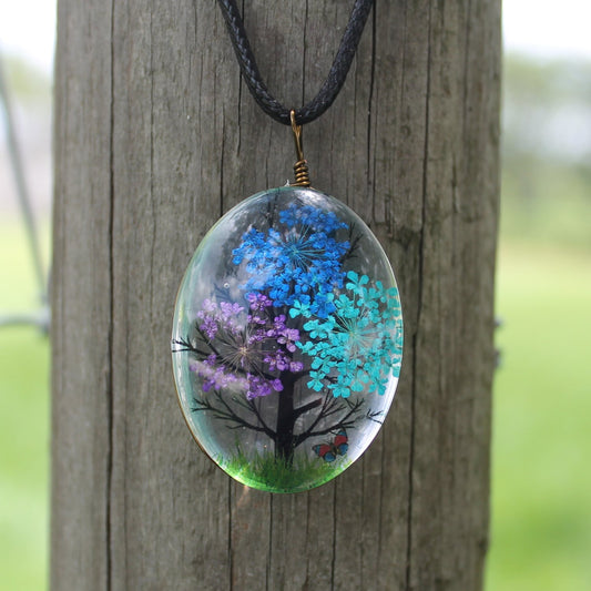 BESHEEK Multicolor Glass Blossom Tree Pendant Necklace? Handmade Hypoallergenic Boho Beach Gala Wedding Style Fashion Jewelry