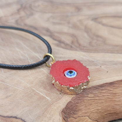 BESHEEK | Gold-edged Red Evil Eye Resin Pendant Necklace