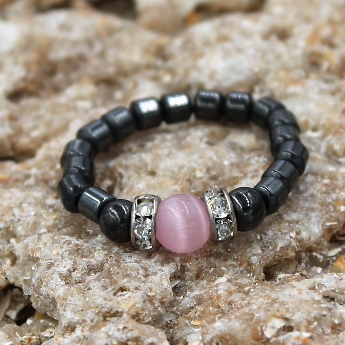 Magenetic Stretch Pink Tiger Eye Stretch Toe Ring