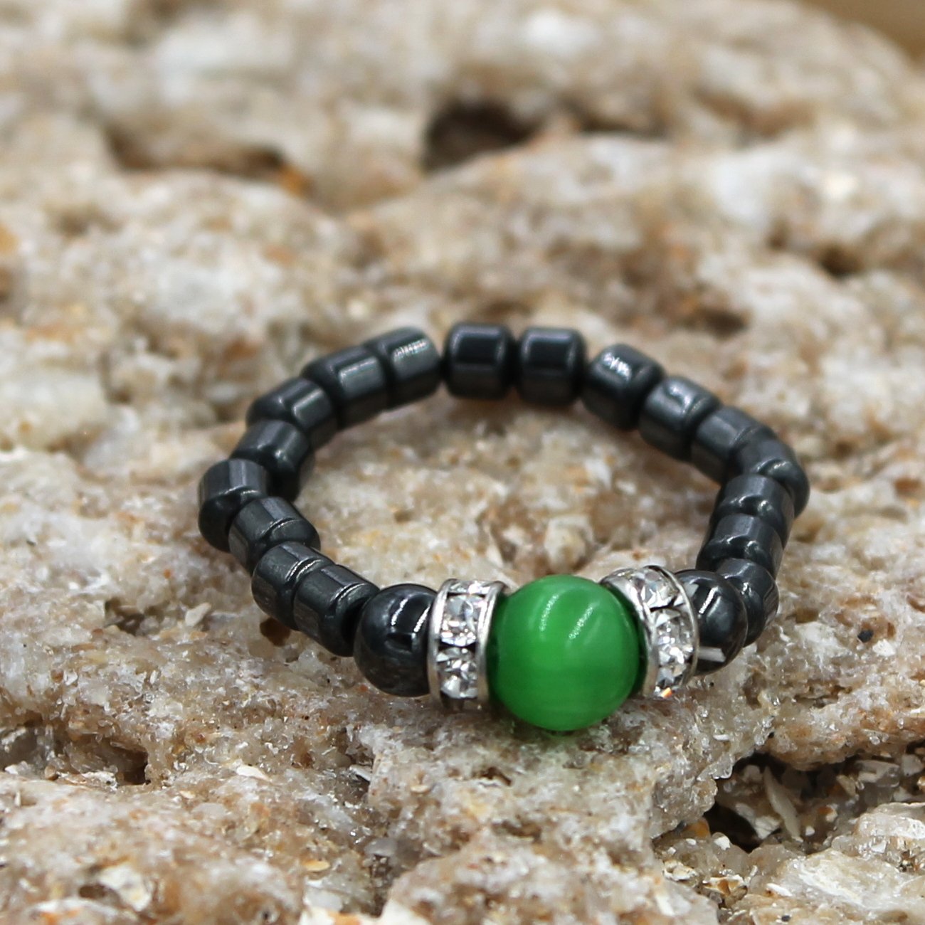 Magenetic Stretch Green Tiger Eye Stretch Toe Ring