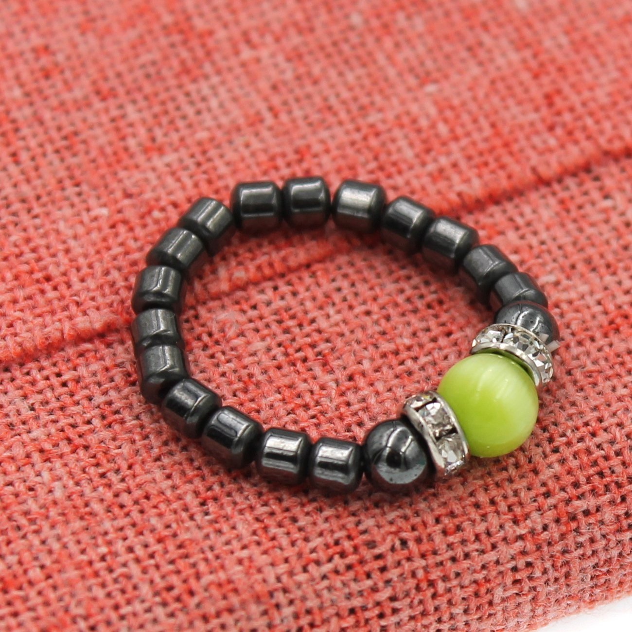 Magenetic Stretch Lime Green Tiger Eye Stretch Toe Ring
