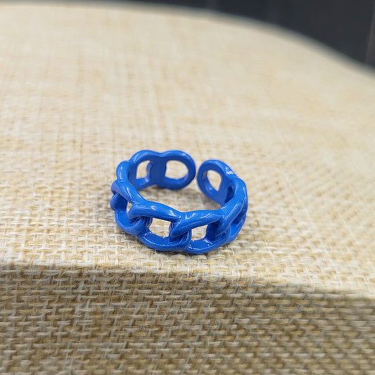 Colorful Coated Curb Chain Ring Size 7